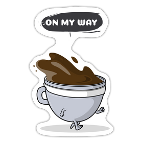 On My Way Cartoon Coffee Cup Sticker