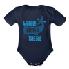 Whale Hello There Whale Pun Organic Short Sleeve Baby Bodysuit - dark navy