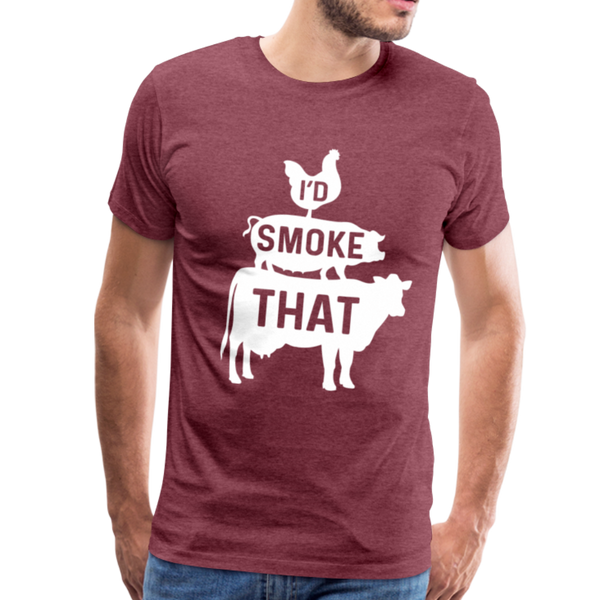 I'd Smoke That Funny BBQ Men's Premium T-Shirt - heather burgundy