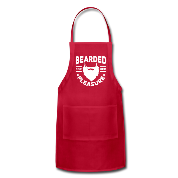 Bearded for Her Pleasure Funny Adjustable Apron - red