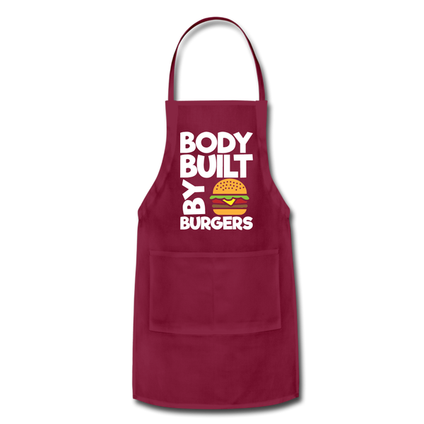 Body Built By Burgers Funny BBQ Adjustable Apron - burgundy
