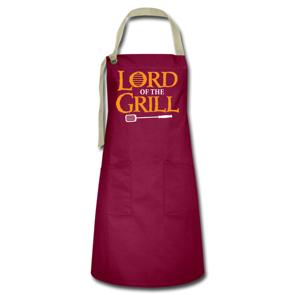 Lord of The Grill Funny Geek BBQ Artisan Apron - burgundy/khaki