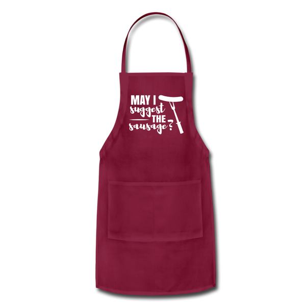 May I Suggest The Sausage Funny BBQ Adjustable Apron - burgundy