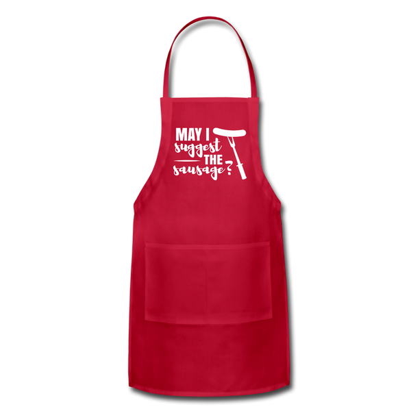 May I Suggest The Sausage Funny BBQ Adjustable Apron - red