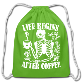Life Begins After Coffee Cotton Drawstring Bag