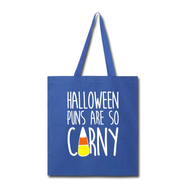 Halloween Puns are so Corny Tote Bag - royal blue