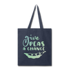 Give Peas a Chance Pun Tote Bag - navy