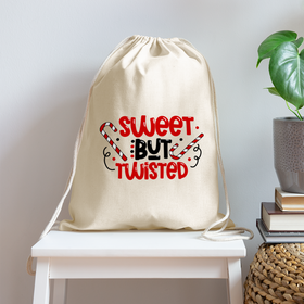 Sweet But Twisted Candy Cane Cotton Drawstring Bag