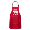 I Rub My Meat BBQ Cow Adjustable Apron - red