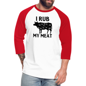 I Rub My Meat BBQ Cow Baseball T-Shirt