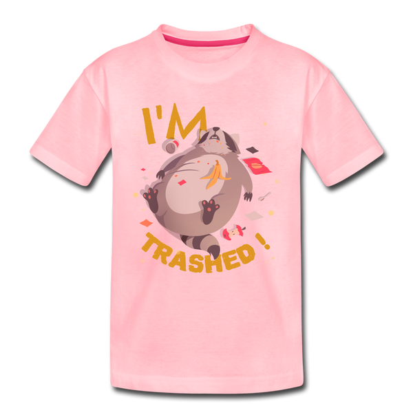 I'm Trashed Funny Raccoon Kids' Premium T-Shirt - pink