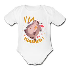 I'm Trashed Funny Raccoon Organic Short Sleeve Baby Bodysuit