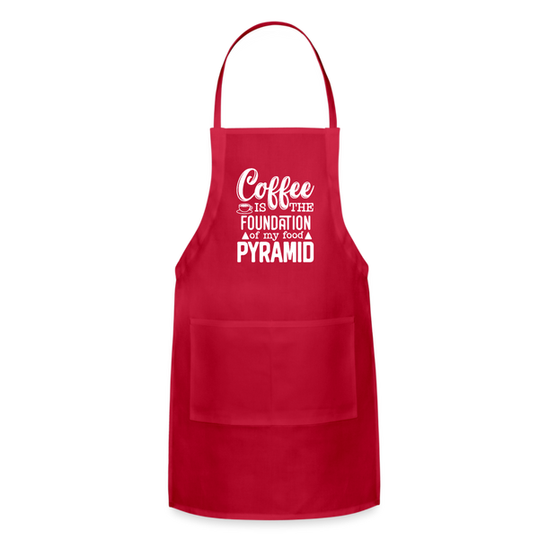 Coffee Is The Foundation Of My Food Pyramid Adjustable Apron - red
