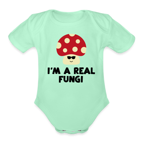 I'm a Real Fungi Pun Organic Short Sleeve Baby Bodysuit