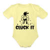 Cluck it Funny Chicken Organic Short Sleeve Baby Bodysuit - washed yellow