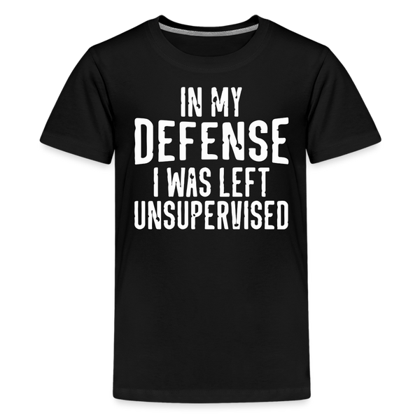 In my Defense I was Left Unsupervised Funny Kids' Tee - black