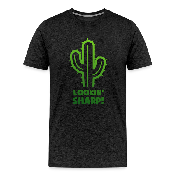 Lookin' Sharp! Cactus Pun Men's Premium T-Shirt - charcoal grey