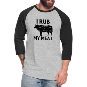 I Rub My Meat BBQ Cow Baseball T-Shirt