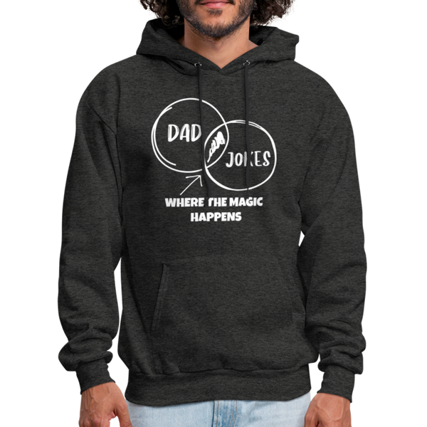 Dad Jokes Where the Magic Happens Funny Men's Hoodie - charcoal grey