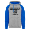 Veni Vidi Vapos I Came I Saw I Smoked: BBQ Smoker Colorblock Hoodie - heather grey/royal