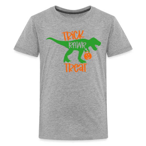 Trick Rawr Treat Dinosaur Halloween Kids' Premium T-Shirt - heather gray