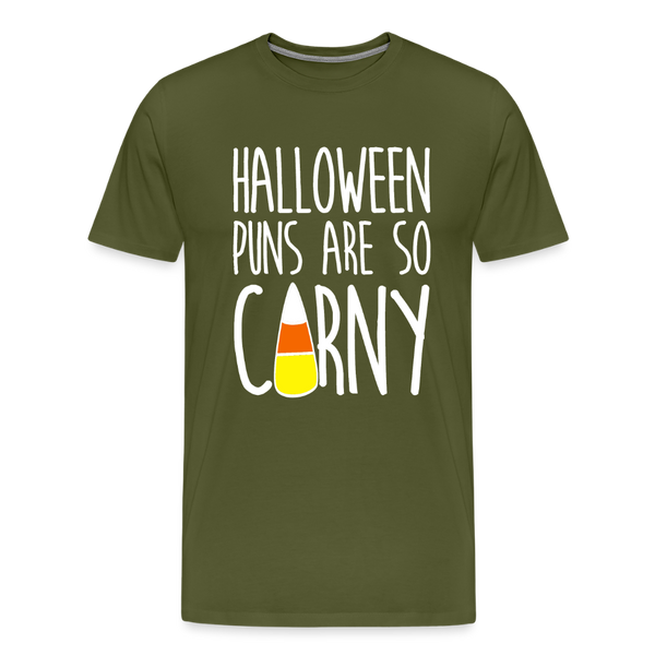 Halloween Puns are so Corny Men's Premium T-Shirt - olive green