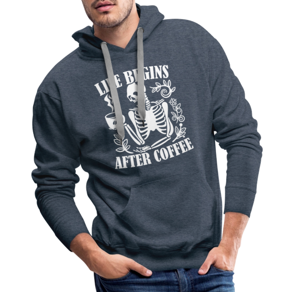 Life Begins After Coffee Men’s Premium Hoodie - heather denim