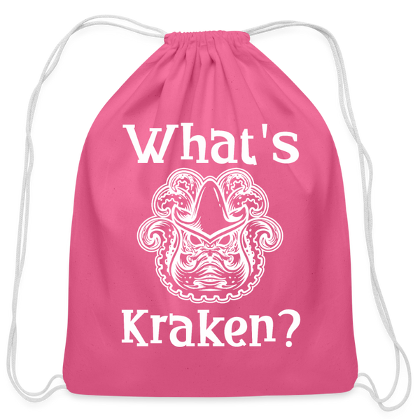 What's Kraken? Cotton Drawstring Bag - pink