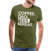 Coffee. Dad. Beer, Repeat. Funny Men's Premium T-Shirt - olive green
