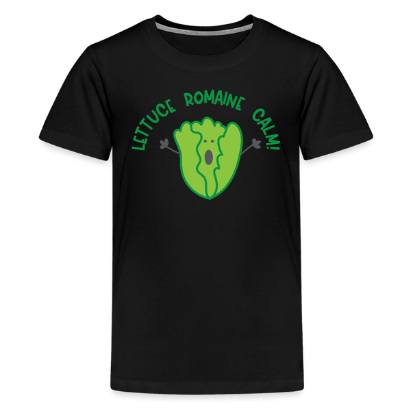 Lettuce Romaine Calm! Salad Food Pun Kids' Premium T-Shirt - black