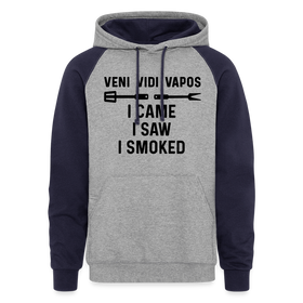 Veni Vidi Vapos I Came I Saw I Smoked: BBQ Smoker Colorblock Hoodie
