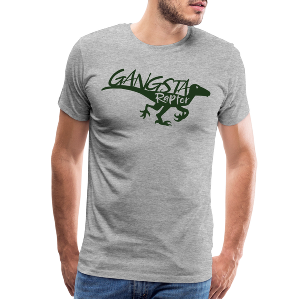 Gangsta Raptor Dinosaur Men's Premium T-Shirt - heather gray