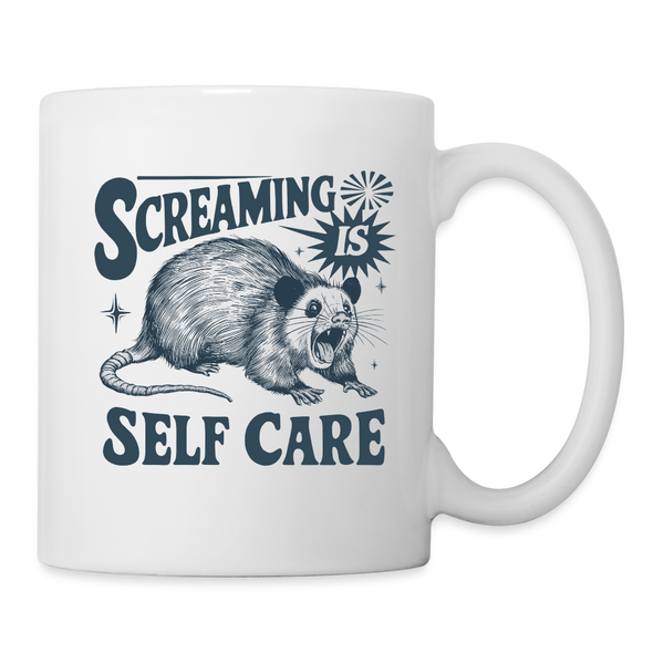 Screaming is Self Care Possum Funny Coffee/Tea Mug - white