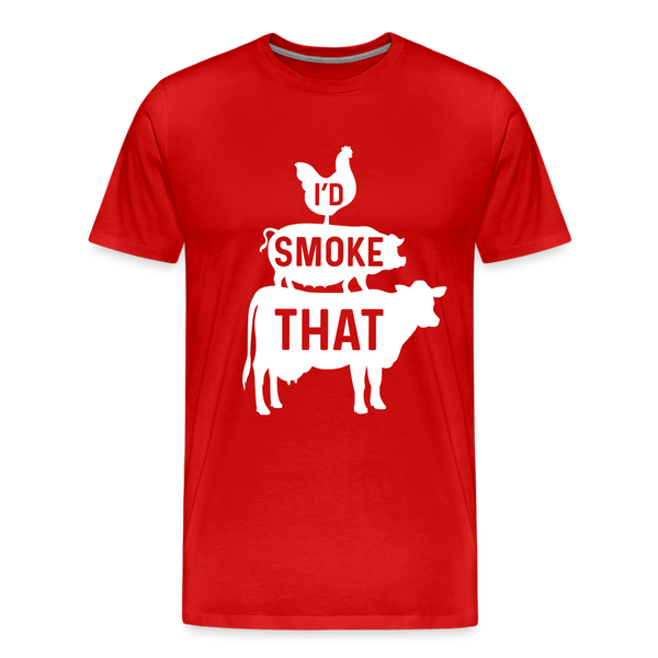 I'd Smoke That Funny BBQ Men's Premium T-Shirt - red