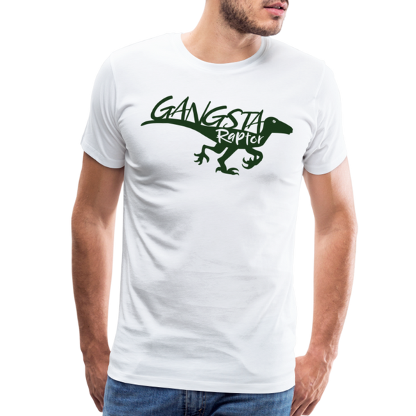 Gangsta Raptor Dinosaur Men's Premium T-Shirt - white