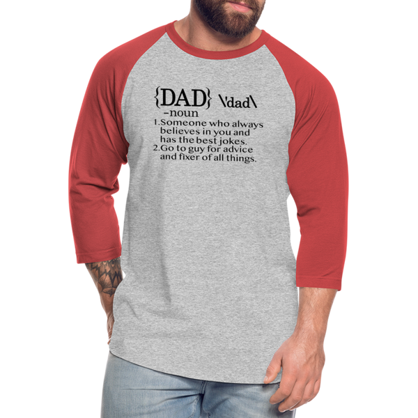 Dad Definition Baseball T-Shirt - heather gray/red