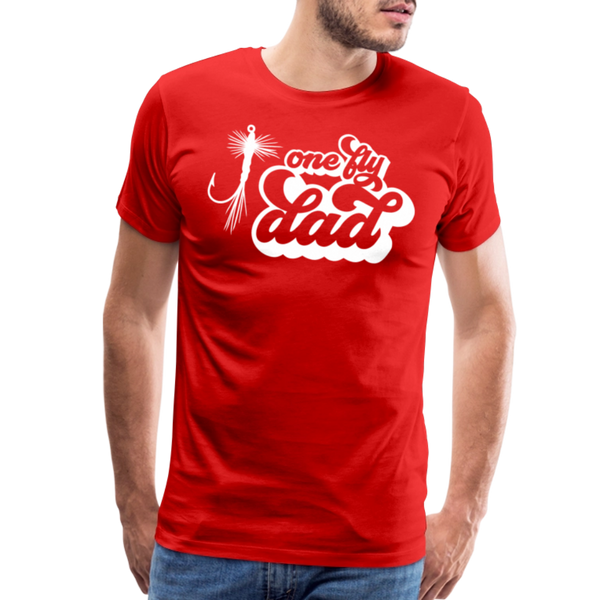 One Fly Dad Fly Fishing Men's Premium T-Shirt - red