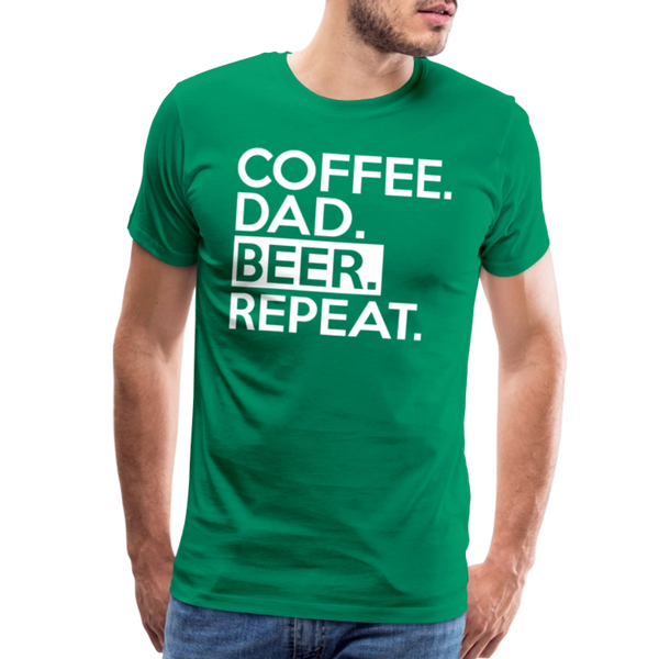 Coffee. Dad. Beer, Repeat. Funny Men's Premium T-Shirt - kelly green