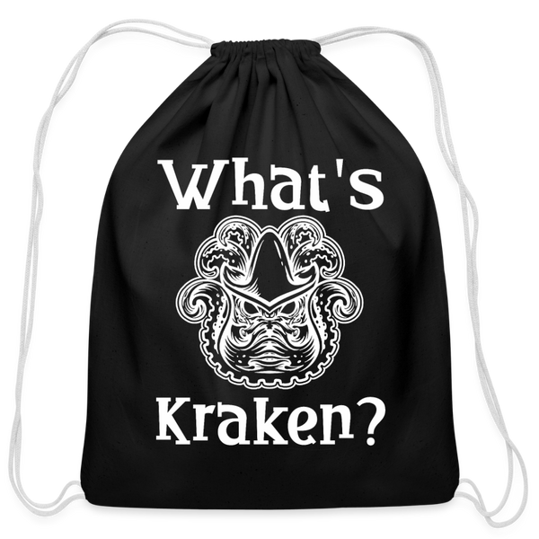 What's Kraken? Cotton Drawstring Bag - black