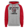 Veni Vidi Vapos I Came I Saw I Smoked: BBQ Smoker Colorblock Hoodie - heather grey/red