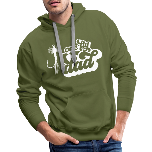 One Fly Dad Fly Fishing Men’s Premium Hoodie - olive green