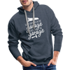 What Happens in the Garage Stays in the Garage Men’s Premium Hoodie - heather denim