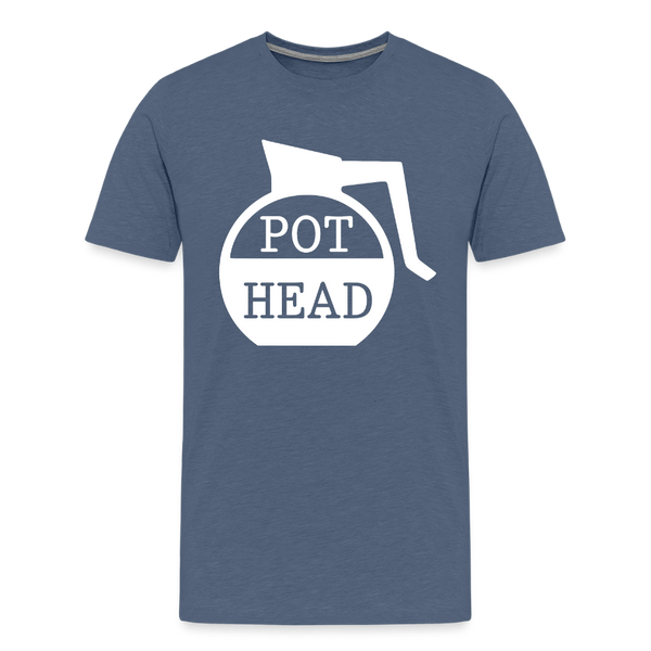 Pot Head Funny Coffee Men's Premium T-Shirt - heather blue