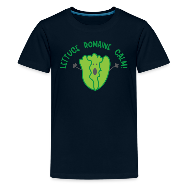 Lettuce Romaine Calm! Salad Food Pun Kids' Premium T-Shirt - deep navy