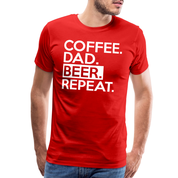 Coffee. Dad. Beer, Repeat. Funny Men's Premium T-Shirt - red