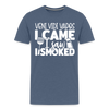 Veni Vidi Vapos I Came I Saw I Smoked: BBQ Smoker Men's Premium T-Shirt - heather blue