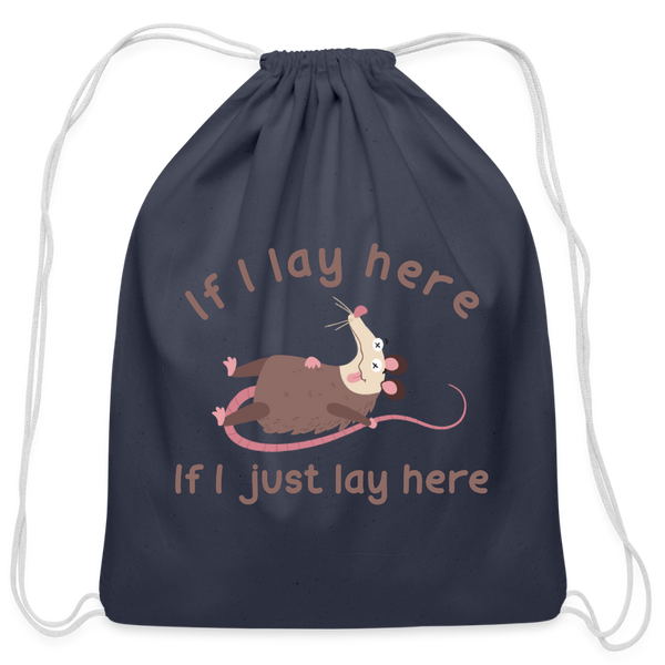 If I Lay Here If I Just Lay Here Opossum Cotton Drawstring Bag - navy