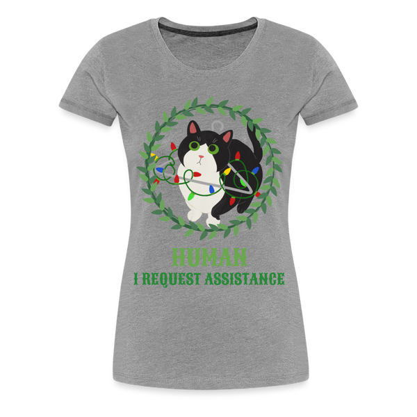 Funny Christmas Cat Women’s Premium T-Shirt - heather gray