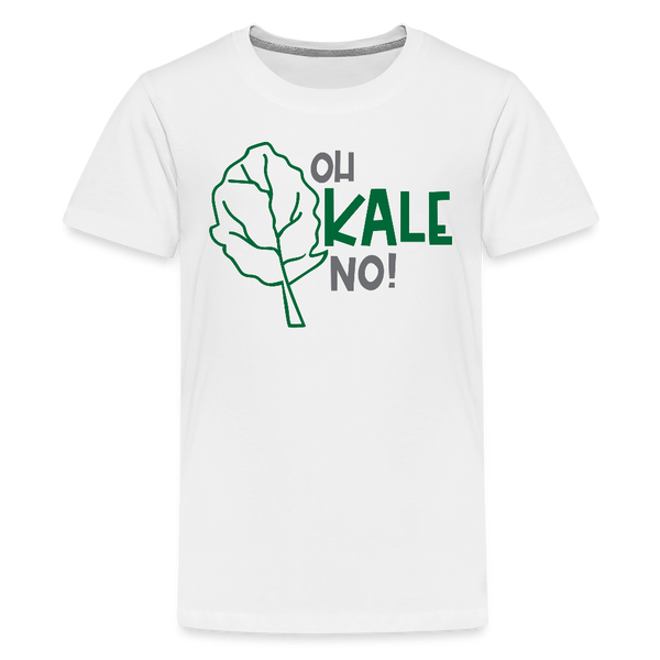 Oh Kale No! Funny Food Pun Kids' Premium T-Shirt - white