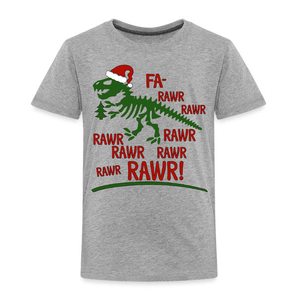 Dinosaur Fa-Rawr Rawr T-Rex in Santa Hat Christmas Toddler Premium T-Shirt - heather gray